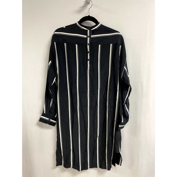 RAG & BONE NEW Jacklin Asymmetric Oversized Silk Dress Navy Stripe M $495 - Picture 9 of 13